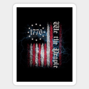 Distressed American flag 1776 lightening Magnet